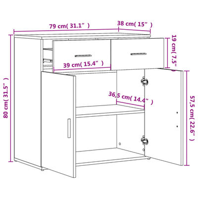 vidaXL Skjenk svart 79x38x80 cm konstruert tre