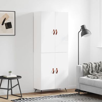 vidaXL Highboard høyglans hvit 69,5x34x180 cm konstruert tre