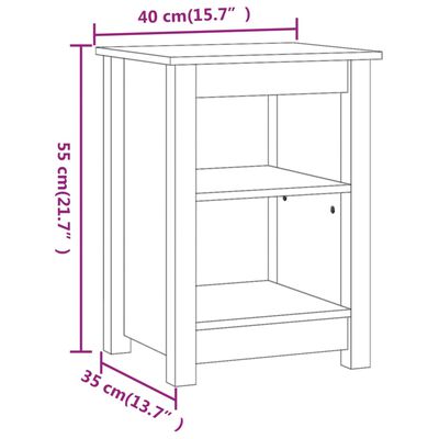 vidaXL Nattbord 2 stk svart 40x35x55 heltre furu