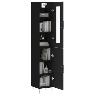 vidaXL Highboard svart 34,5x34x180 cm konstruert tre