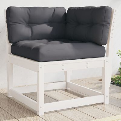 vidaXL Hagesofa for hjørne med pute hvit 73x73x78 cm heltre furu