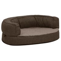 vidaXL Ergonomisk hundeseng med linutseende og fleece 60x42 cm brun