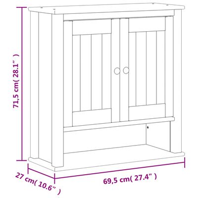 vidaXL Baderomsskap BERG hvit 69,5x27x71,5 cm heltre furu