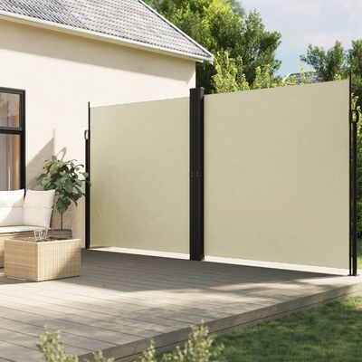 vidaXL Uttrekkbar sidemarkise 200x600 cm kremhvit