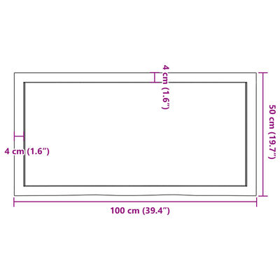 vidaXL Bordplate mørkebrun 100x50x(2-6) cm behandlet heltre eik