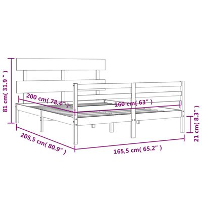 vidaXL Sengeramme med hodegavl 160x200 cm heltre