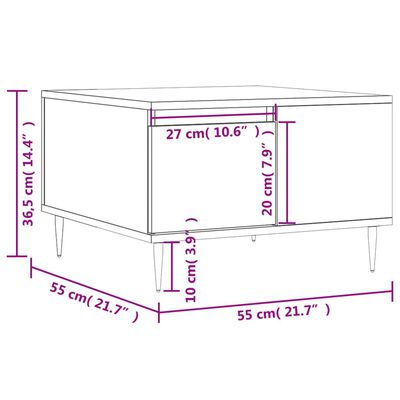 vidaXL Salongbord svart 55x55x36,5 cm konstruert tre