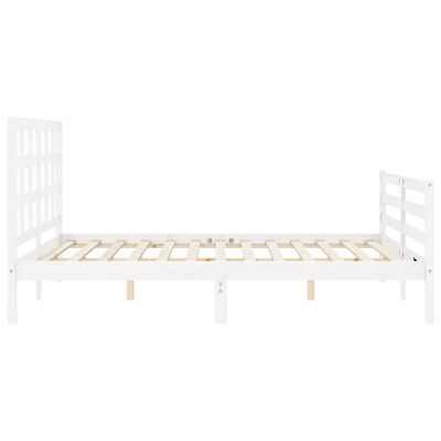 vidaXL Sengeramme med hodegavl hvit 5FT King Size heltre