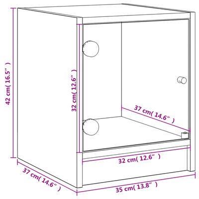 vidaXL Nattbord med glassdører 2 stk vhit 35x37x42 cm