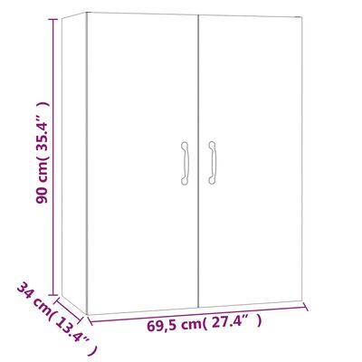 vidaXL Veggskap sonoma eik 69,5x34x90 cm konstruert tre