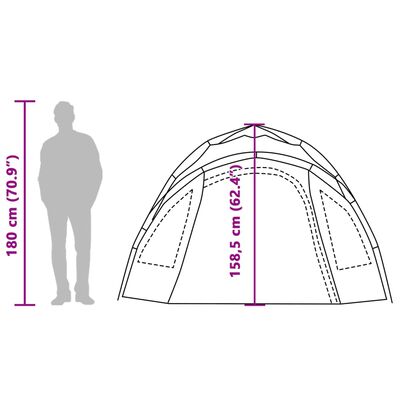 vidaXL Kuppeltelt for camping 3 personer grønn hurtigutløser