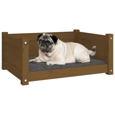 vidaXL Hundeseng honningbrun 65,5x50,5x28 cm heltre furu