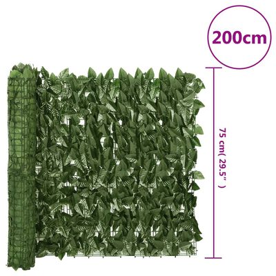 vidaXL Balkongskjerm med mørkegrønne blader 200x75 cm