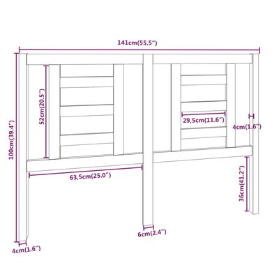 vidaXL Sengegavl 141x4x100 cm heltre furu