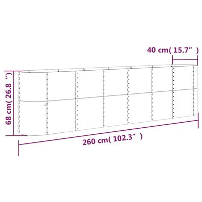 vidaXL Høybed pulverlakkert stål 260x40x68 cm grønn