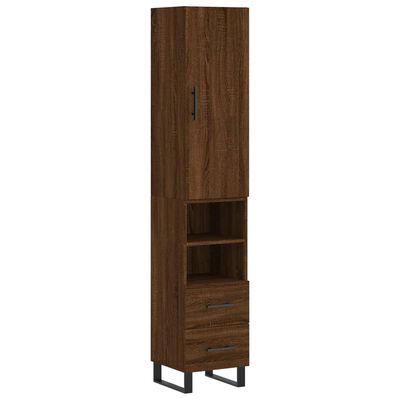 vidaXL Highboard brun eik 34,5x34x180 cm konstruert tre