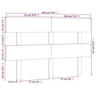 vidaXL Sengegavl hvit 184x3x81 cm heltre furu