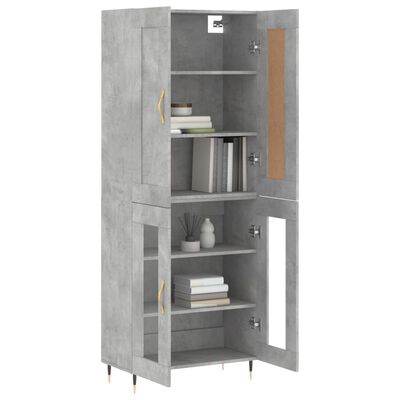 vidaXL Highboard betonggrå 69,5x34x180 cm konstruert tre