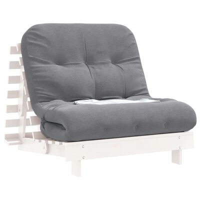 vidaXL Futonsofa med madrass hvit 80x206x11 cm heltre furu