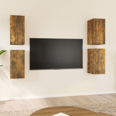 vidaXL TV-benker 4 stk røkt eik 30,5x30x60 cm konstruert tre