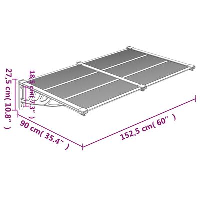 vidaXL Skjermtak svart og gjennomsiktig 152,5x90 cm polykarbonat