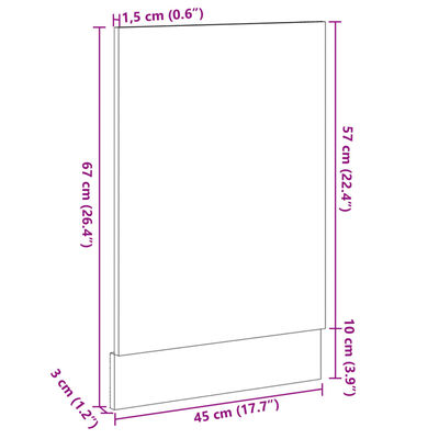 vidaXL Oppvaskmaskinspanel sonoma eik 45x3x67 cm sponplate