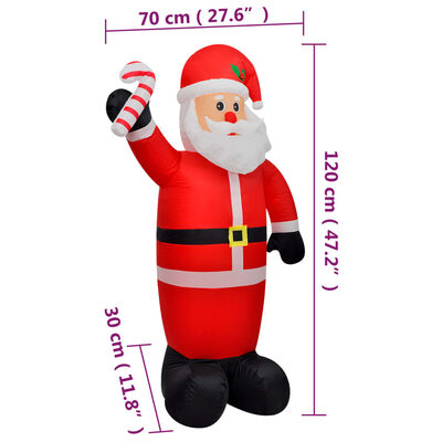 vidaXL Oppblåsbar julenisse med lysdioder 120 cm