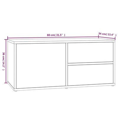 vidaXL TV-benk grå sonoma 80x34x36 cm konstruert tre