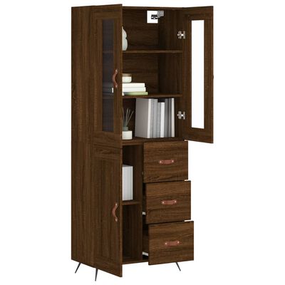 vidaXL Highboard brun eik 69,5x34x180 cm konstruert tre