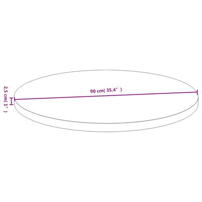 vidaXL Bordplate Ø90x2,5 cm bambus