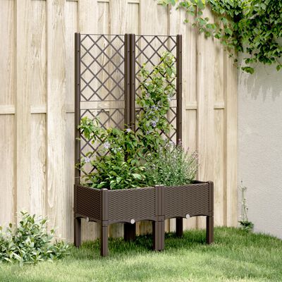 vidaXL Plantekasse med espalier brun 80x40x142 cm PP