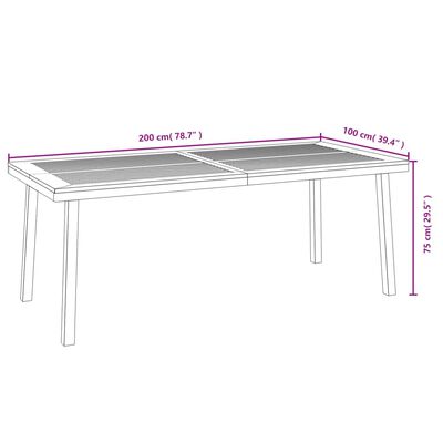 vidaXL Hagebord 200x100x75 cm heltre akasie