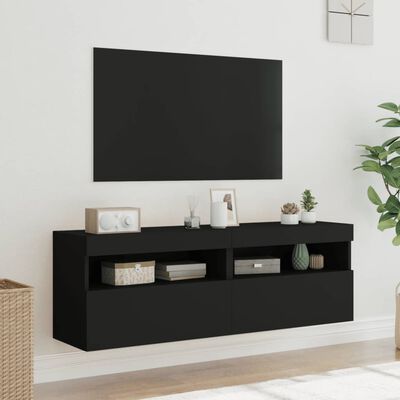 vidaXL Vegghengte TV-benker med LED 2 stk svart 60x30x40 cm