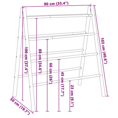 vidaXL Dobbel håndklestige med 4 trinn 90x50x100 cm bambus