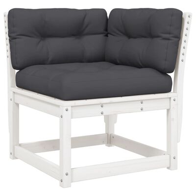 vidaXL Hagesofa for hjørne med pute hvit 73x73x78 cm heltre furu