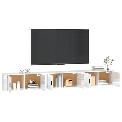 vidaXL Vegghengte TV-benker 3 stk høyglans hvit 100x34,5x40 cm