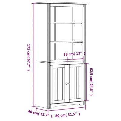 vidaXL Bokhylle BODO grå 82x40x173 cm heltre furu