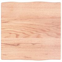 vidaXL Bordplate lysebrun 40x40x2cm behandlet heltre eik naturlig kant