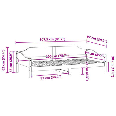 vidaXL Sengeramme uten madrass hvit 90x200 cm heltre furu