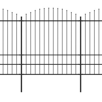 vidaXL Hagegjerde med spydtopp stål (1,75-2)x6,8 m svart
