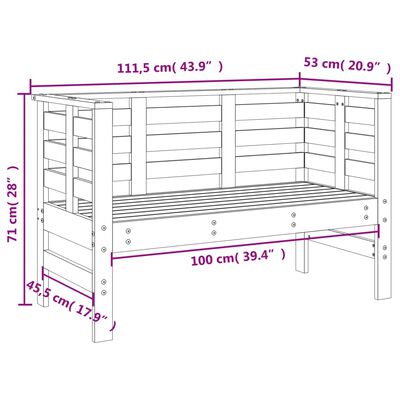 vidaXL Hagebenk 111,5x53x71 cm heltre furu