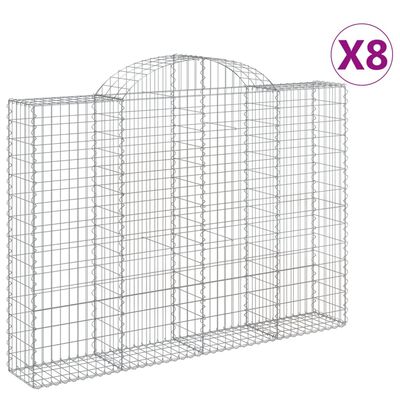 vidaXL Gabionkurver buede 8 stk 200x30x140/160 cm galvanisert jern