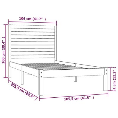 vidaXL Sengeramme hvit heltre 100x200 cm