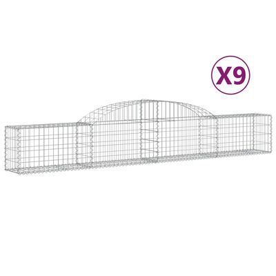 vidaXL Gabionkurver buede 9 stk 300x30x40/60 cm galvanisert jern