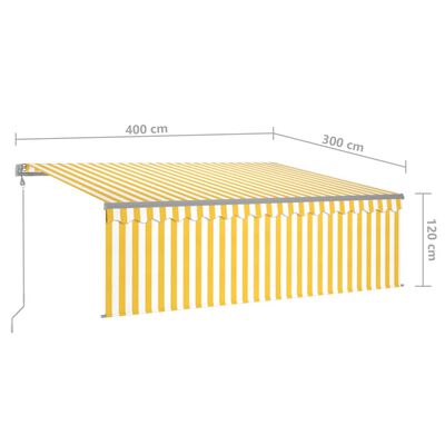 vidaXL Automatisk markise rullegardin vindsensor LED 4x3 m gul og hvit