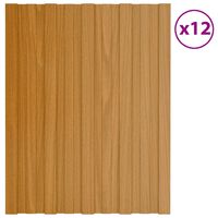 vidaXL Takplater 12 stk lyst tre 60x45 cm galvanisert stål