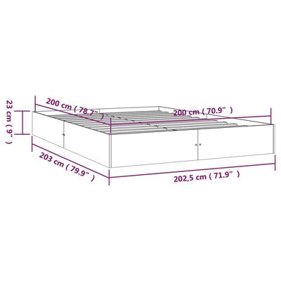 vidaXL Sengeramme svart heltre 200x200 cm