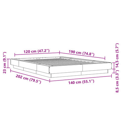 vidaXL Sengeramme svart 120x190 cm konstruert tre