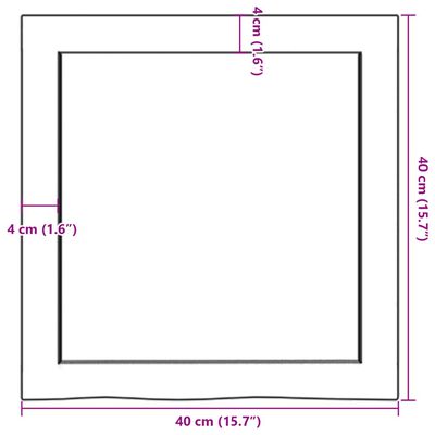 vidaXL Benkeplate til bad lysebrun 40x40x(2-4) cm behandlet heltre