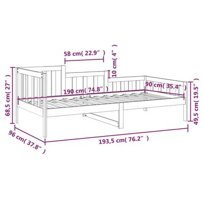 vidaXL Dagseng 90x190 cm heltre furu